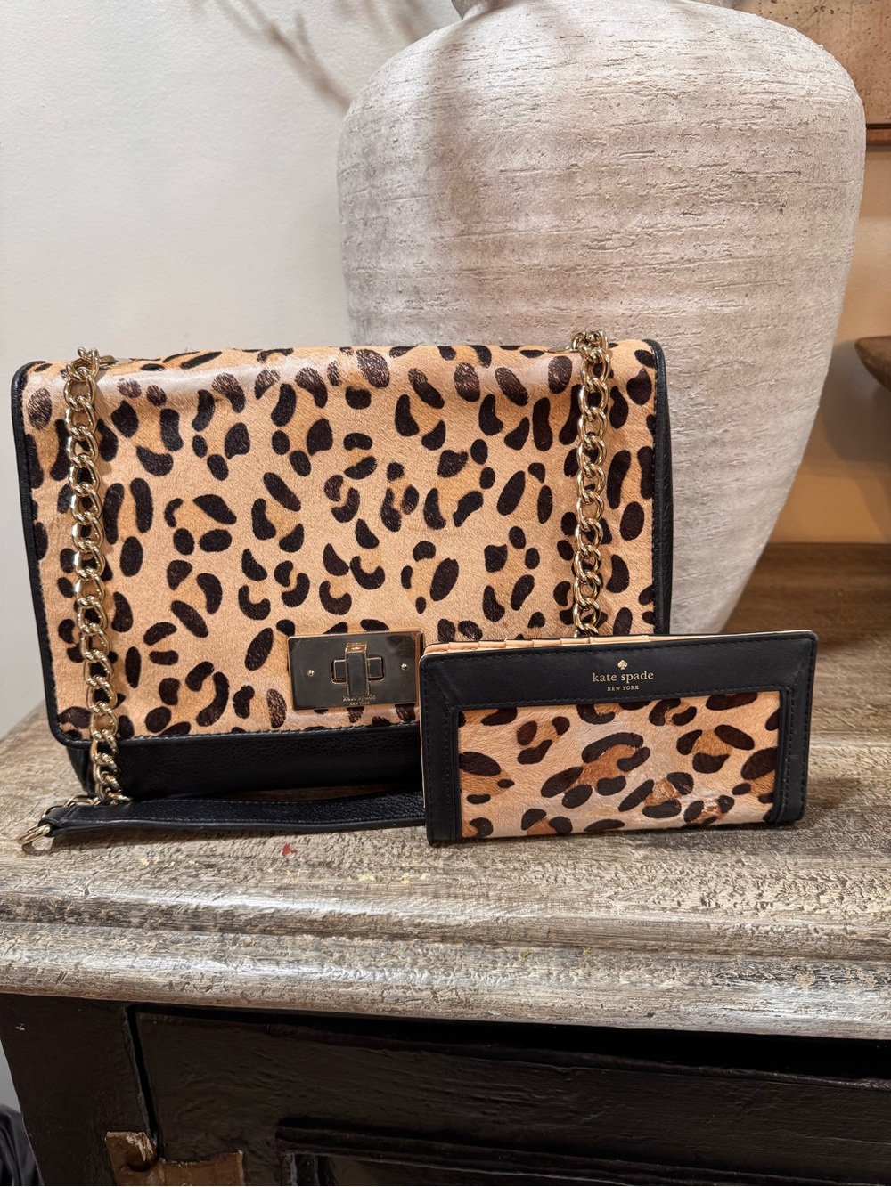 Kate Spade Burchelli Bethany Leopard Print Italian Calf Hair w wallet